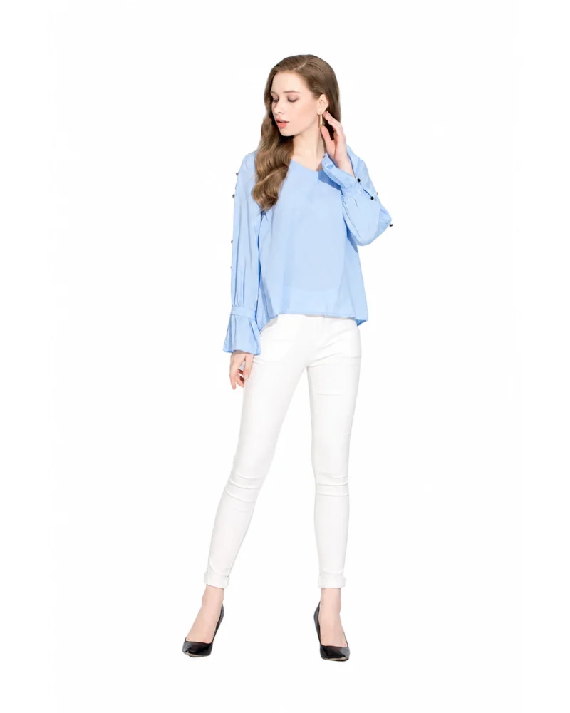 V neck blouse with Distinctive sleeve