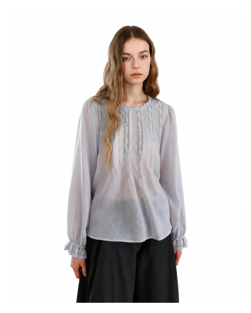 Lace Panel Relaxed Blouse